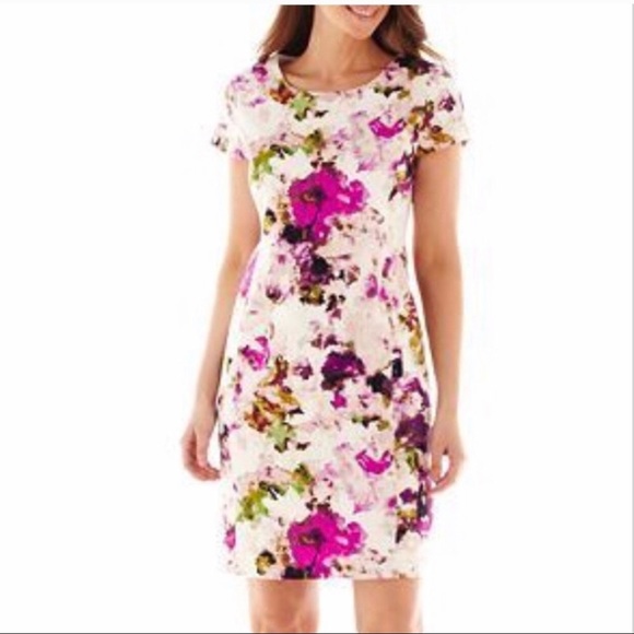 Liz Claiborne textured floral dress with pockets - Picture 1 of 7